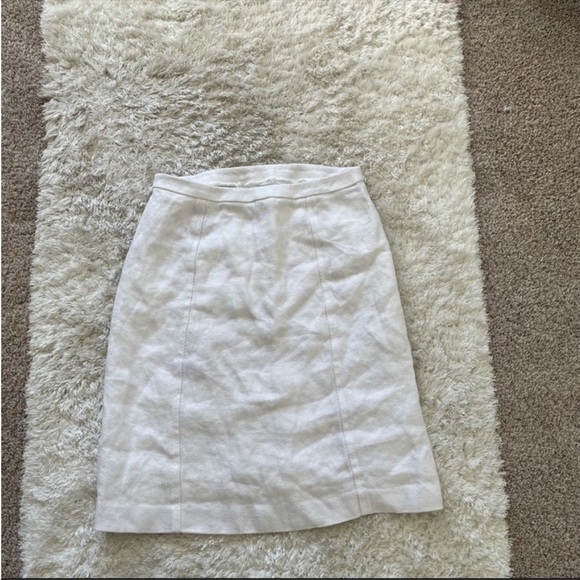 Dana Buchman Woven Linen/Acetate Zip Pencil Skirt White - Picture 6 of 8